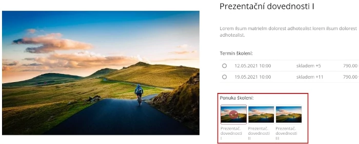 varianty produktu - nabídka školení